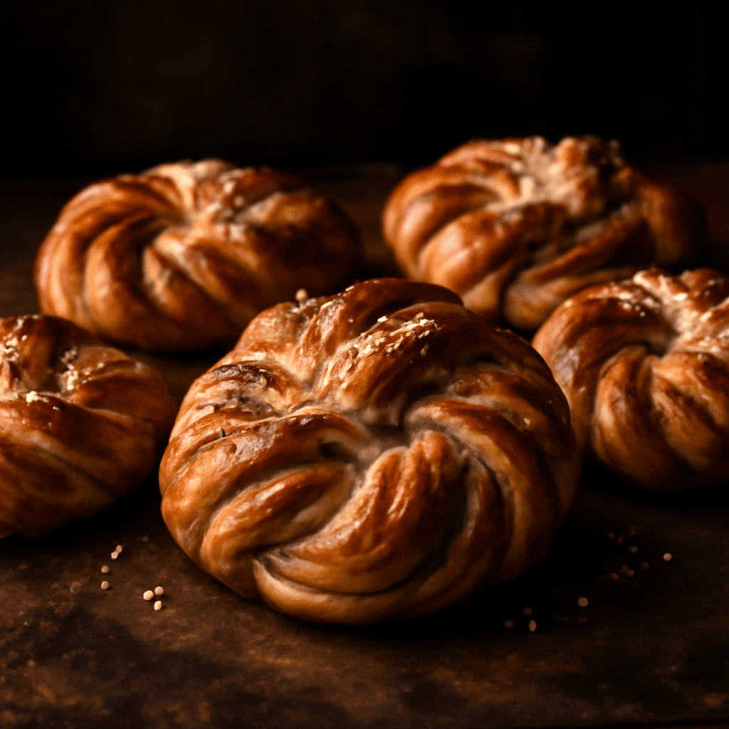 Swedish Cardamom Bread (Kardemummabullar) - freshly baked bread