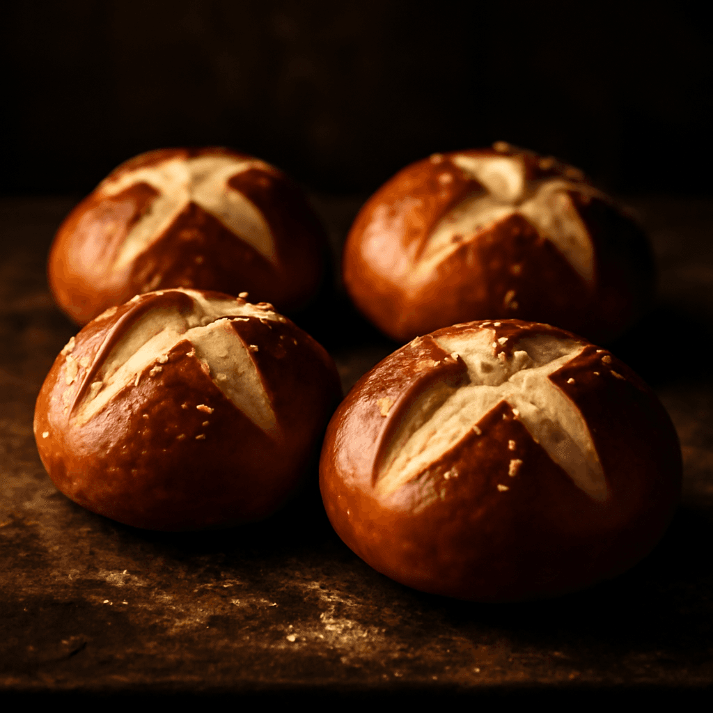 Pretzel Buns - freshly baked bread
